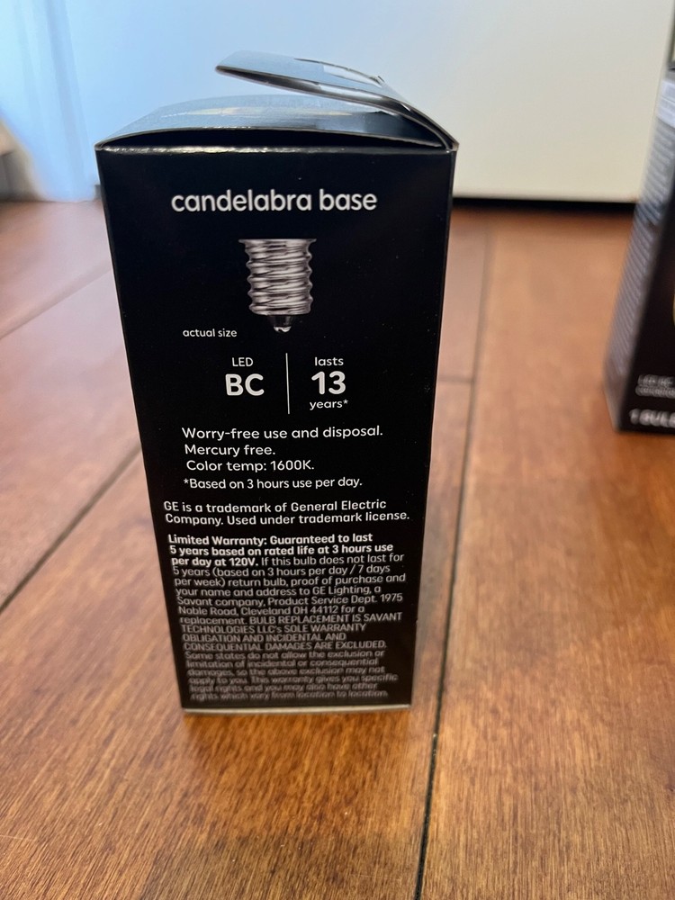 GE Flicker Flame LED Candelabra Base E12 1600K 1W Warm Candlelight ( 4 Pack )