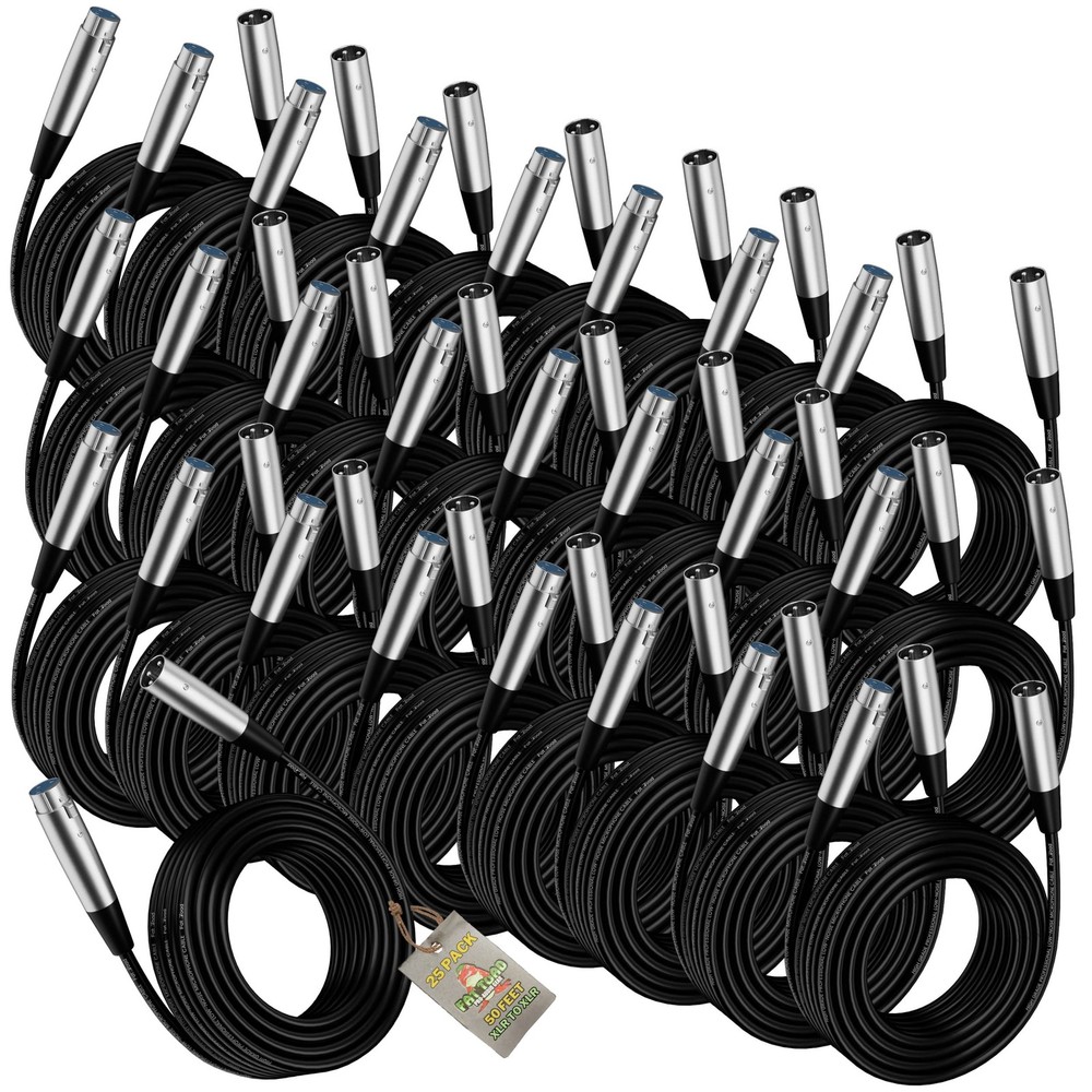 20FT XLR Microphone Cables (24 PACK) | FAT TOAD Studio Music Recording Extension