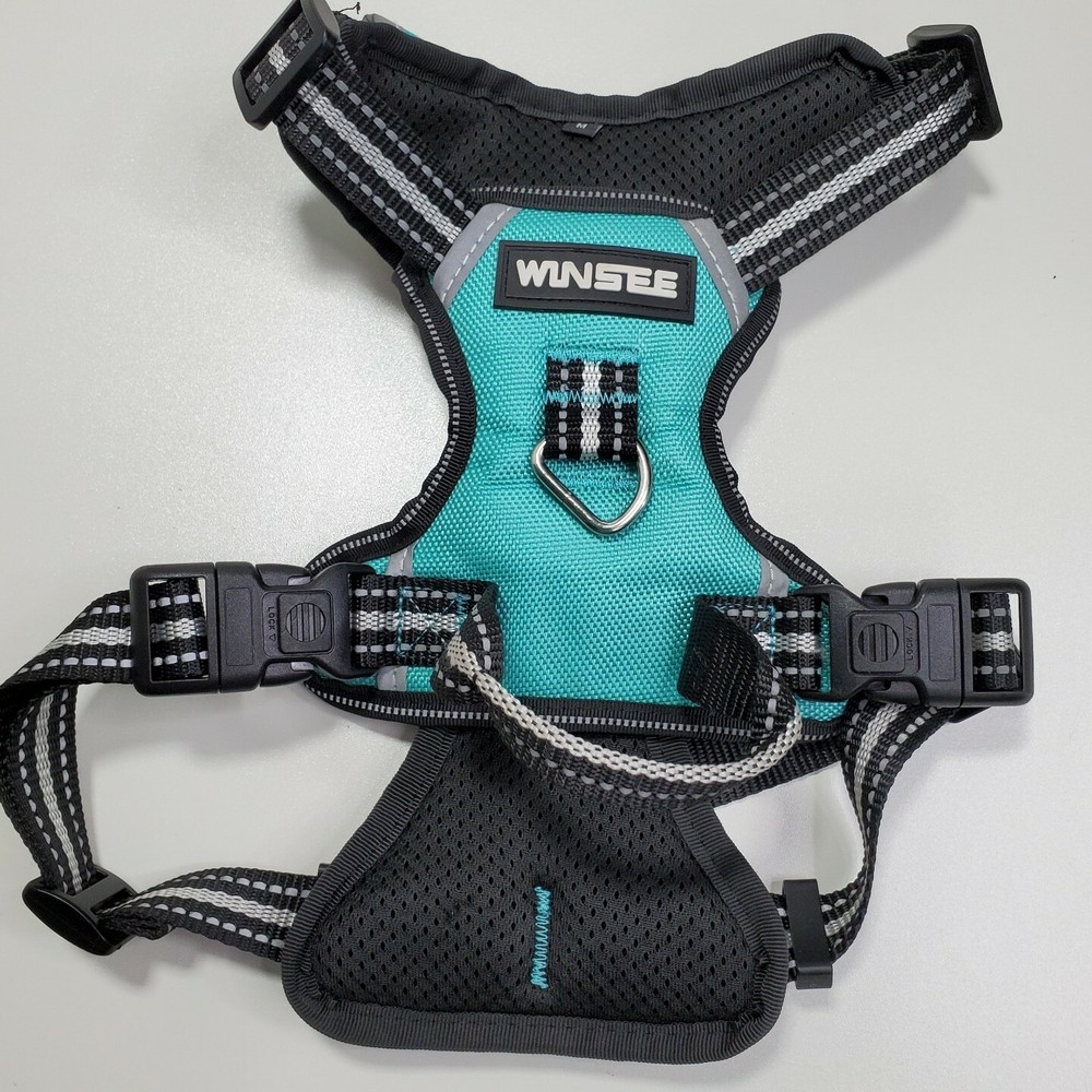 Winsee Dog Harness Adjustable Padded Reflective Green Black Silver Size MEDIUM