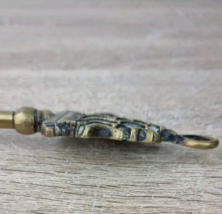Vintage Brass Fire Side Toasting Fork Ship On Handle