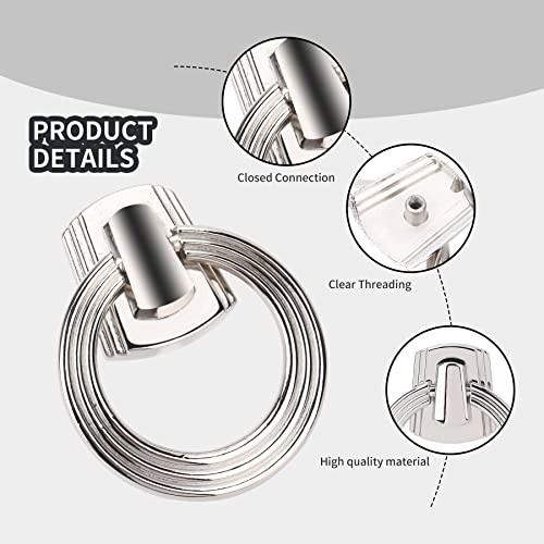 5 Packs Ring pulls,2.2" Footed Nickle Drawer pulls,Heavy Duty Ring Nickel