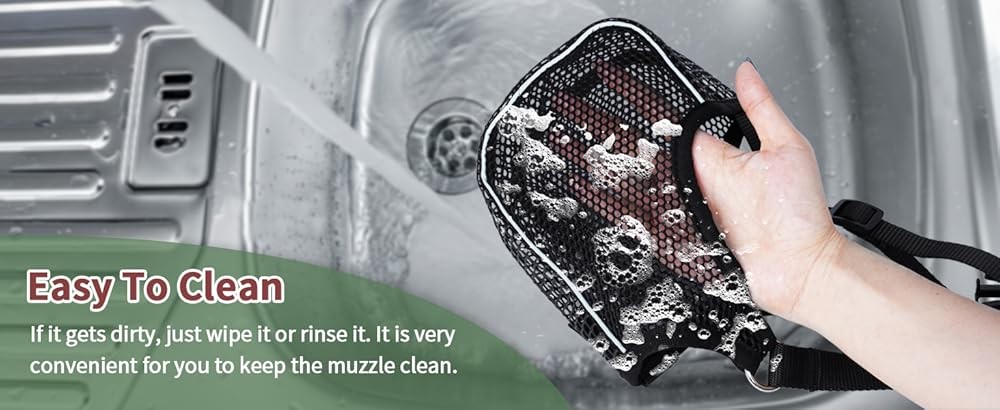 Dog Muzzle, Patented Mesh Muzzle with Panting Room for Lar