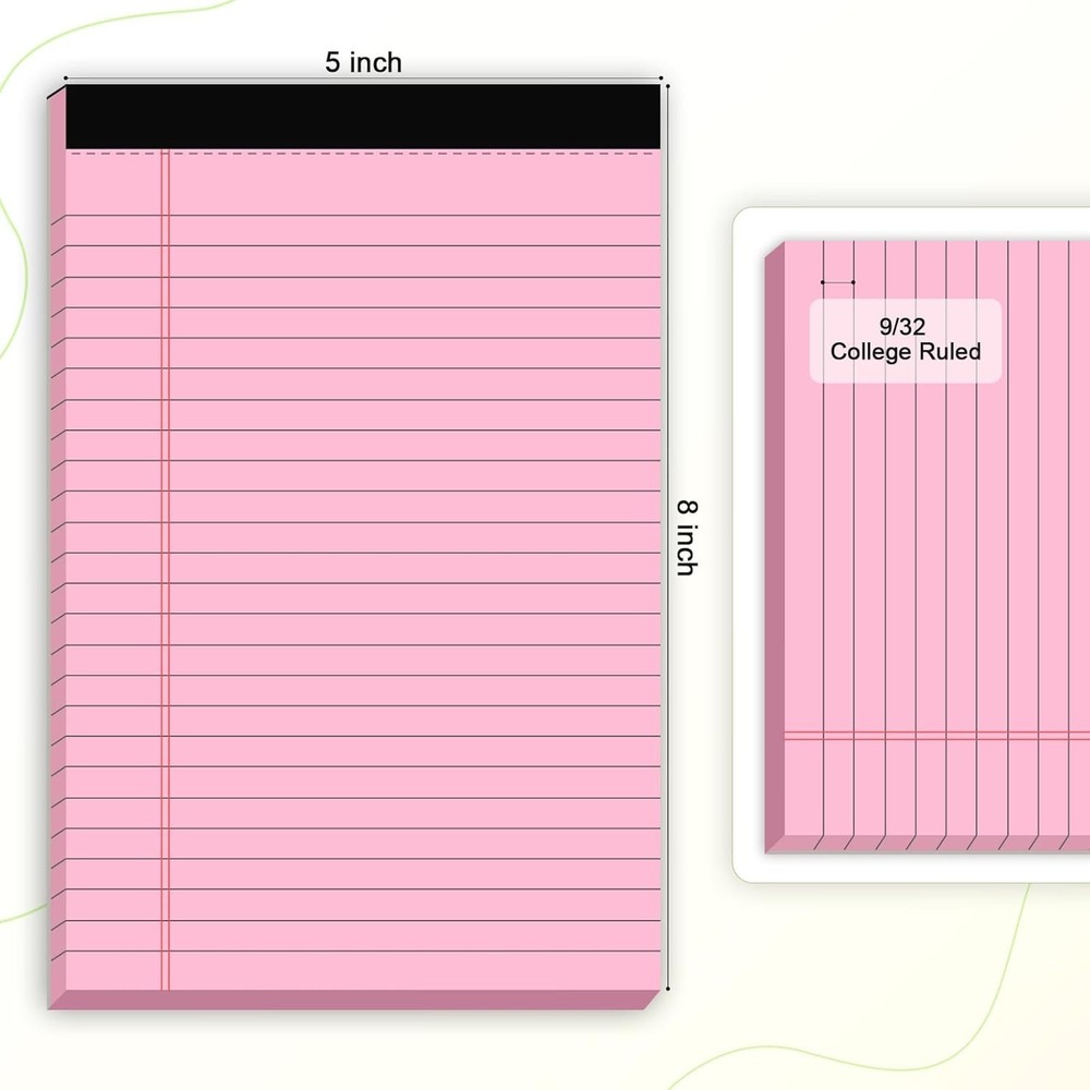 5-Pack Multicolor 5x8 Soft Cover Notepads for School & Office Note Taking