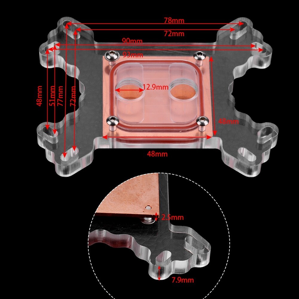 Universal Computer CPU Water Cooler Block Cooling Block Copper Base No Water HBA