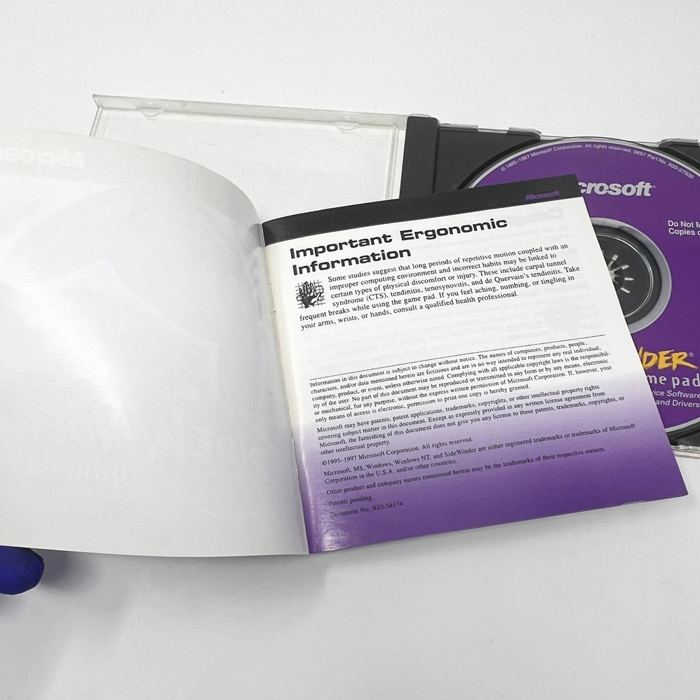 Microsoft SideWinder Game Pad PC Windows 95 Game Device Software CD, 1997