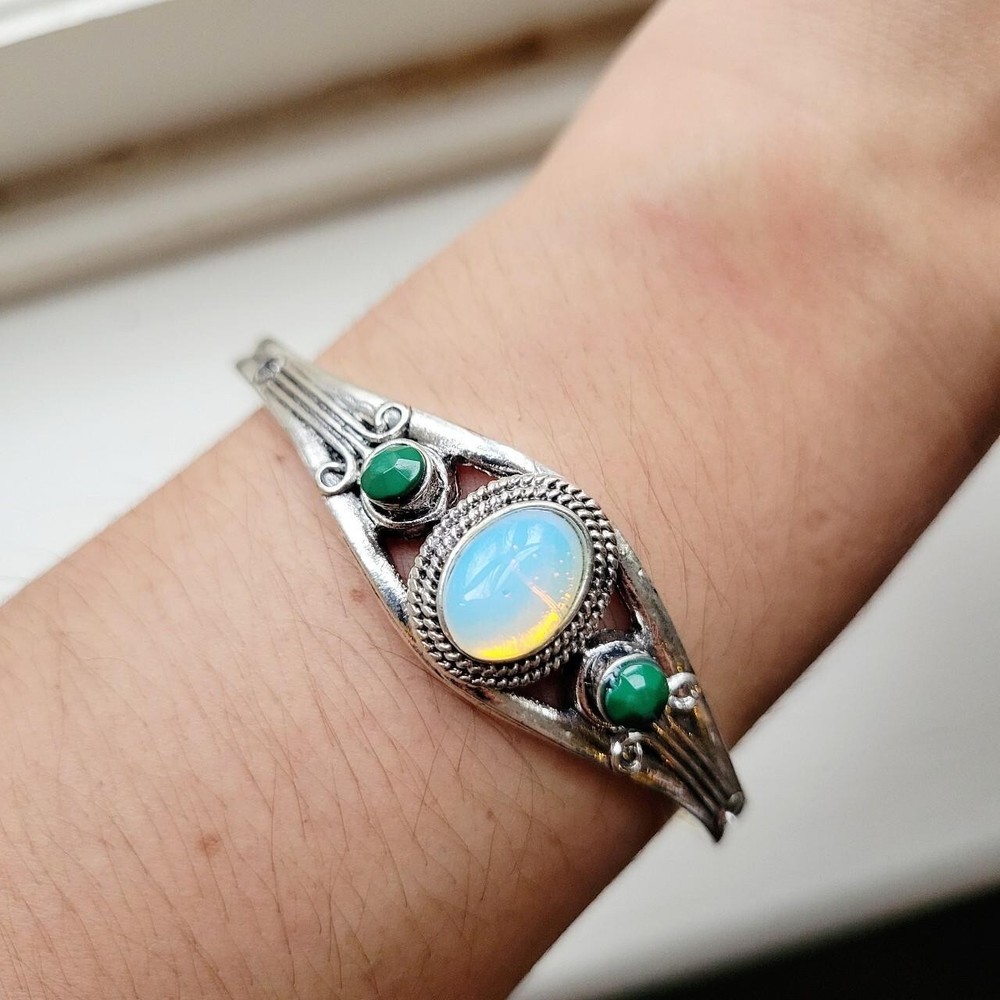 Dainty Silver Gemstone Boho Bohemian Bracelet