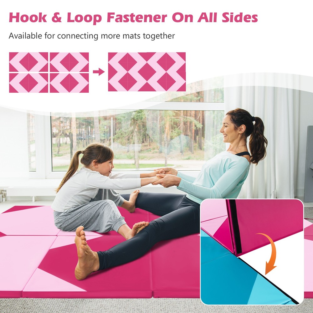 10' x 4' x 2" Folding Exercise Mat w/ Carrying Handles Hook & Loop Fasteners