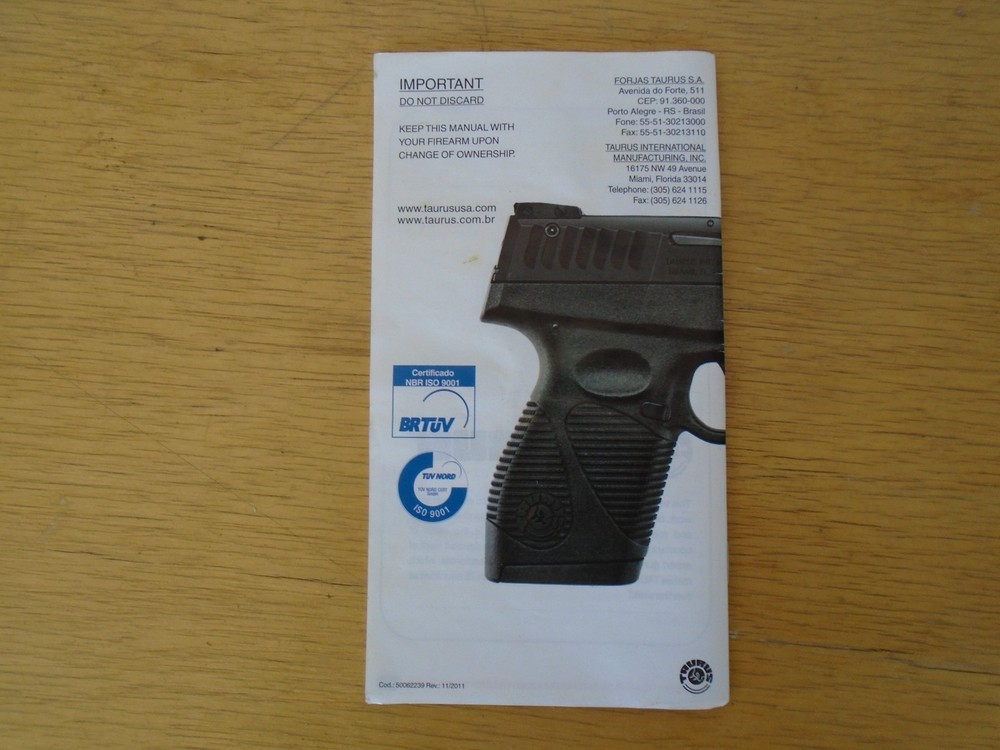 TAURUS SLIM Series Instruction Manual