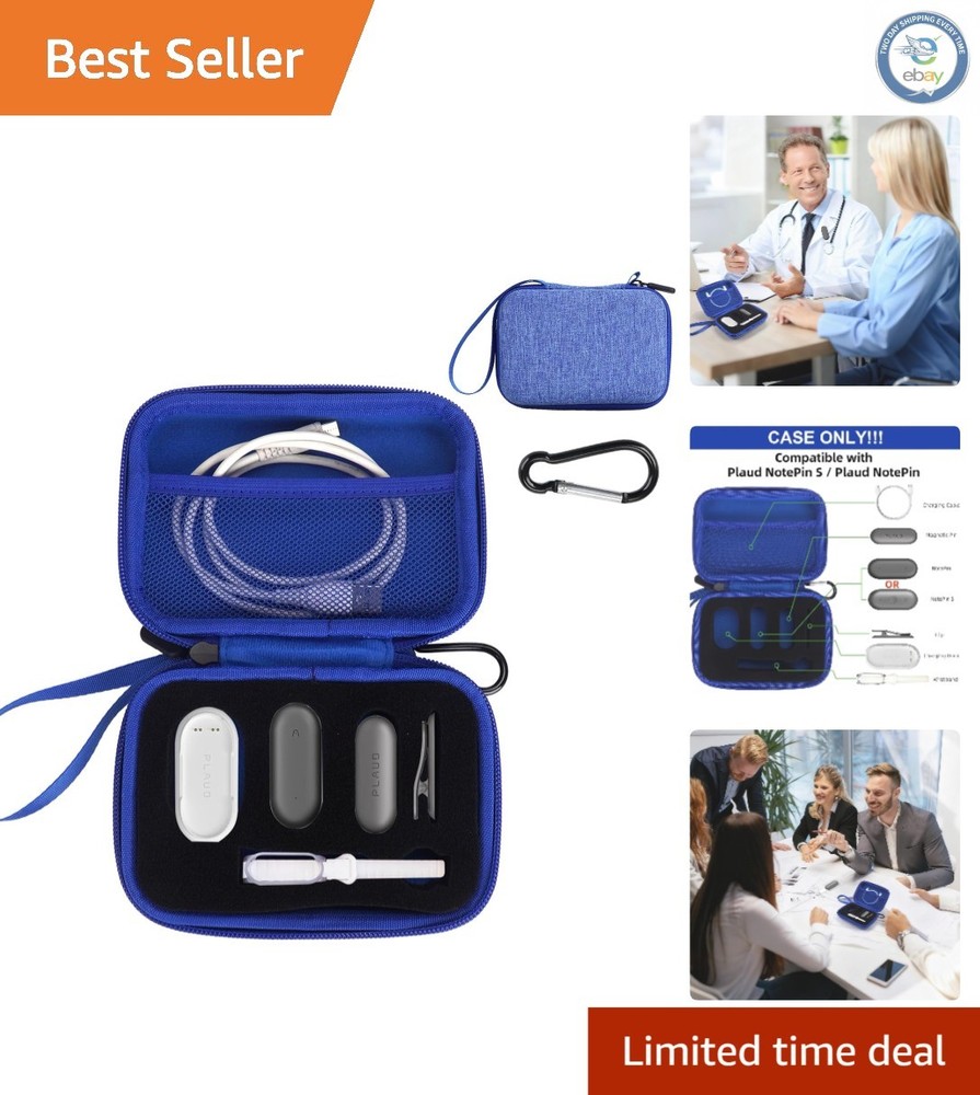 Compact Blue Hard Case for Plaud Note S - All Accessories Included & Protected