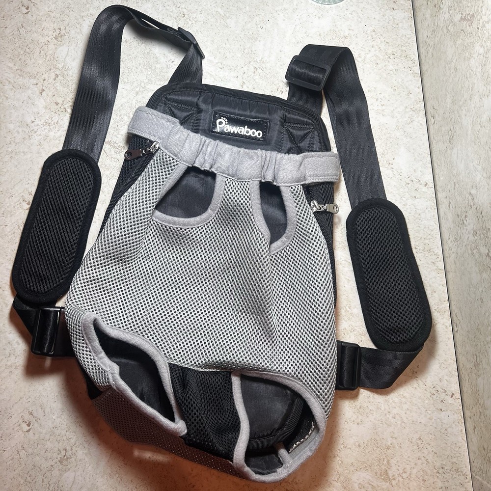 Pawaboo Pet Carrier Backpack Adjustable Front Cat Dog Size Medium Gray EUC