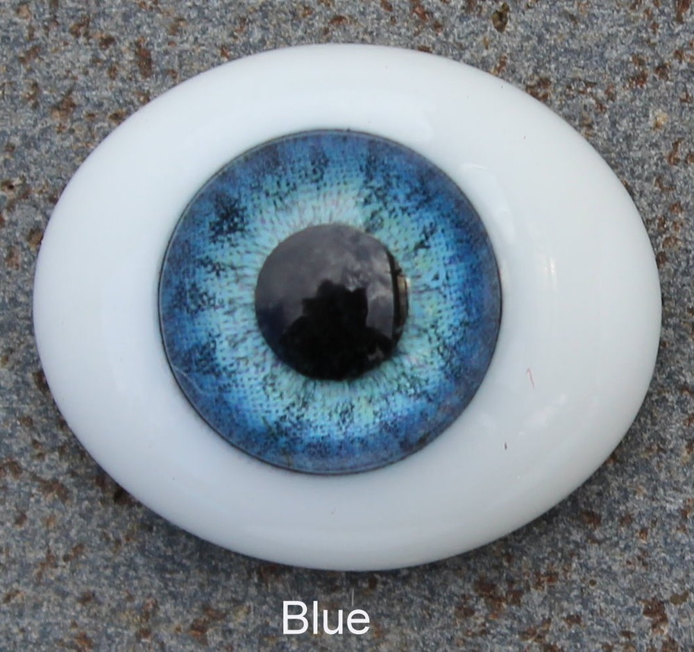 Solid Glass, Flatback Oval Paperweight Eyes - Blue, 22mm