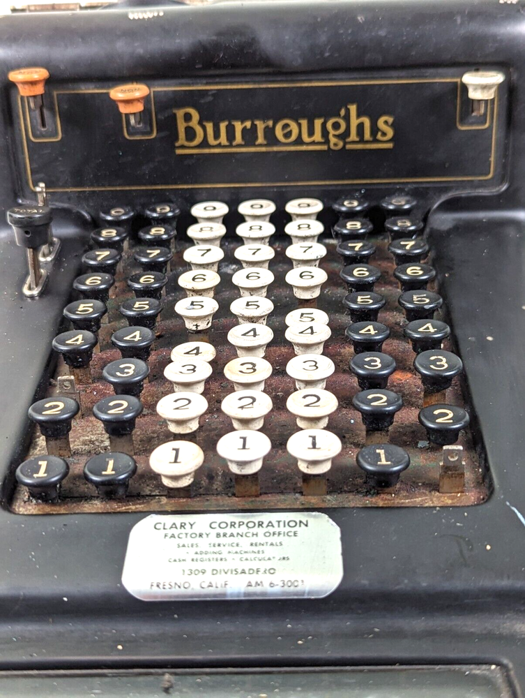 Rare Vintage Burroughs Adding Machine 3-754854