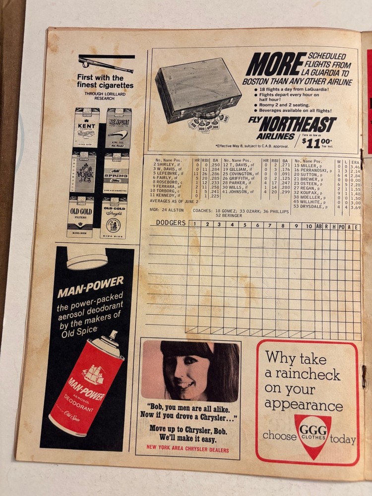 1966 NY Mets vs LA Dodgers Baseball Program Unscored Fair Condition #2