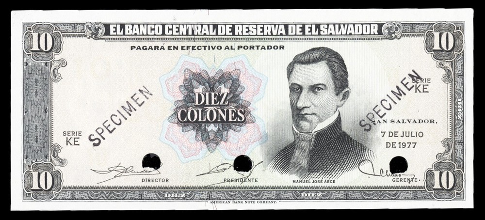 El Salvador PS127s, Specimen Banknote.