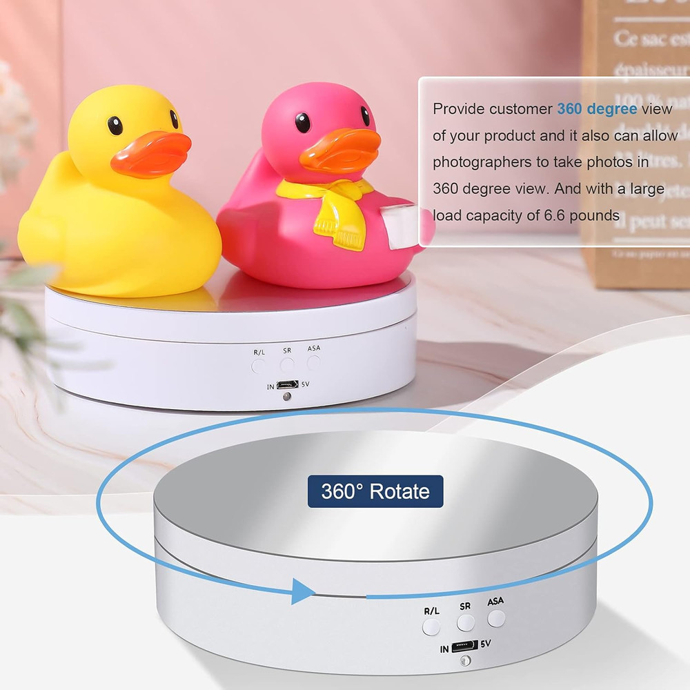 Rotating Display Stand 5.4" /6.6 Lbs Load Motorized Spinning Platform Rotating B