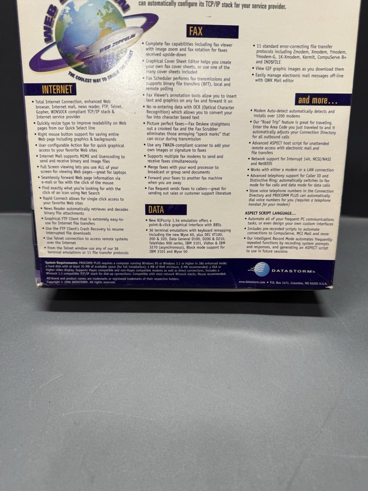 Procomm Plus 3.0 Very Connected User Guide Installation CD Data Storm