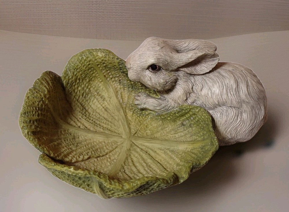 Chrisdon Rabbit with Cabbage Bowl Easter Decoration Spring Bunny