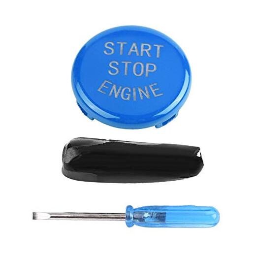 Car Engine Start Button Cover ABS Push Button Switch, One-Key Start Blue