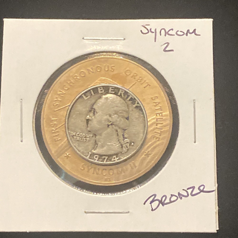 Vintage Syncom 2 Bronze Token Space Synchronous Orbit Satellite Token
