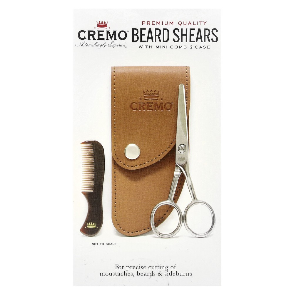 Premium Quality Beard Shears with Mini Comb & Case, 3 Piece Kit