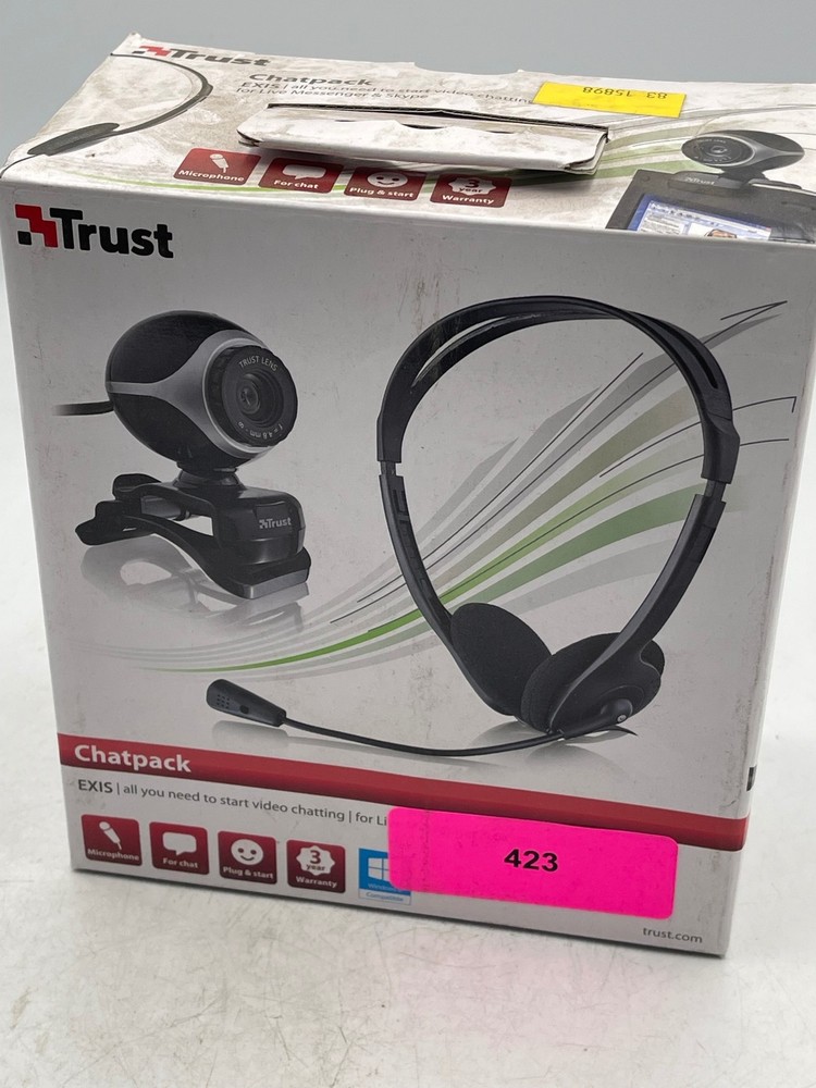 Trust Chatpack 17028 Webcam Headset Bundle USB Black Microphone Plug Play