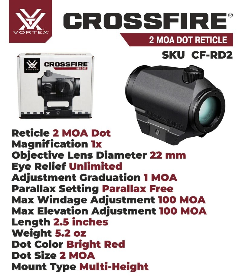 Vortex Optics Crossfire Red Dot Sight CF-RD2 with Free Hat Camo Forest Bundle