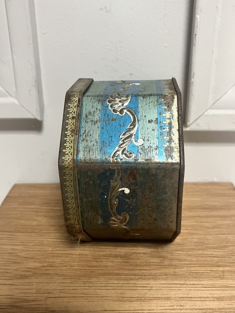 Rustic Tin Container Octagon Rusty