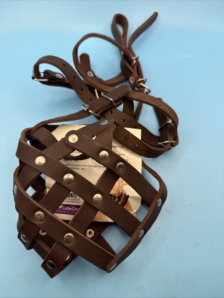 CollarDirect Pitbull Dog Muzzle Leather Amstaff Muzzles Black Strap