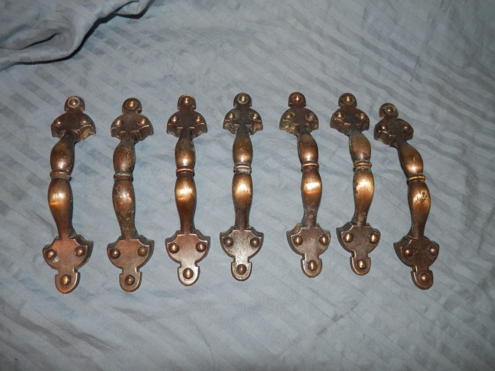 vintage National Lock 1093  Drawer Pull handles knobs Cabinet Door brass?