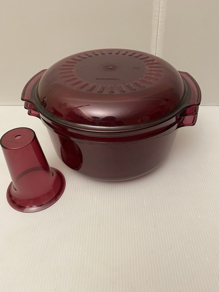 VTG Tupperware TupperWave Stack Cooker Microwave Steamer Cranberry Red 4 Pieces