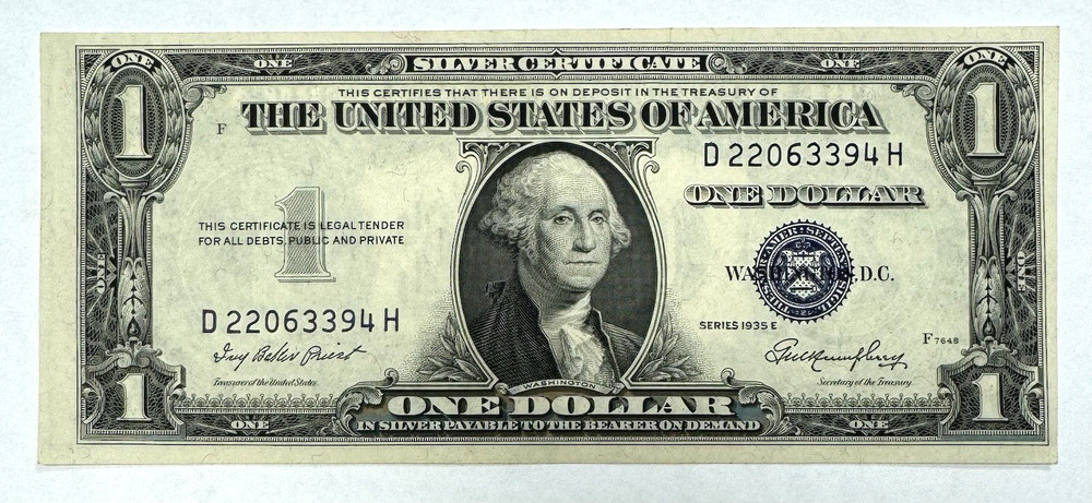 1935-E $1 Silver Certificate - D22063394H