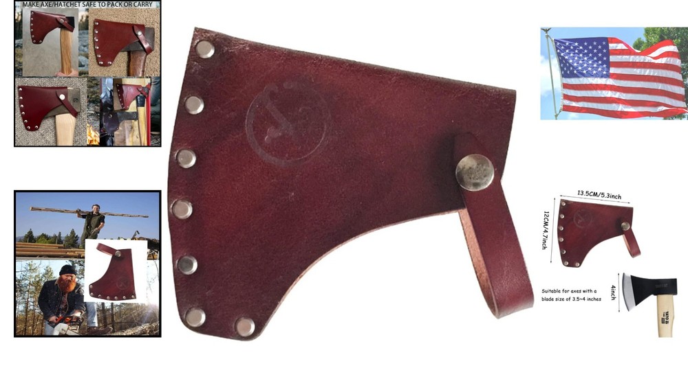 Wearable Leather Axe Sheath - Compact Protector with Easy Snap for Adventure
