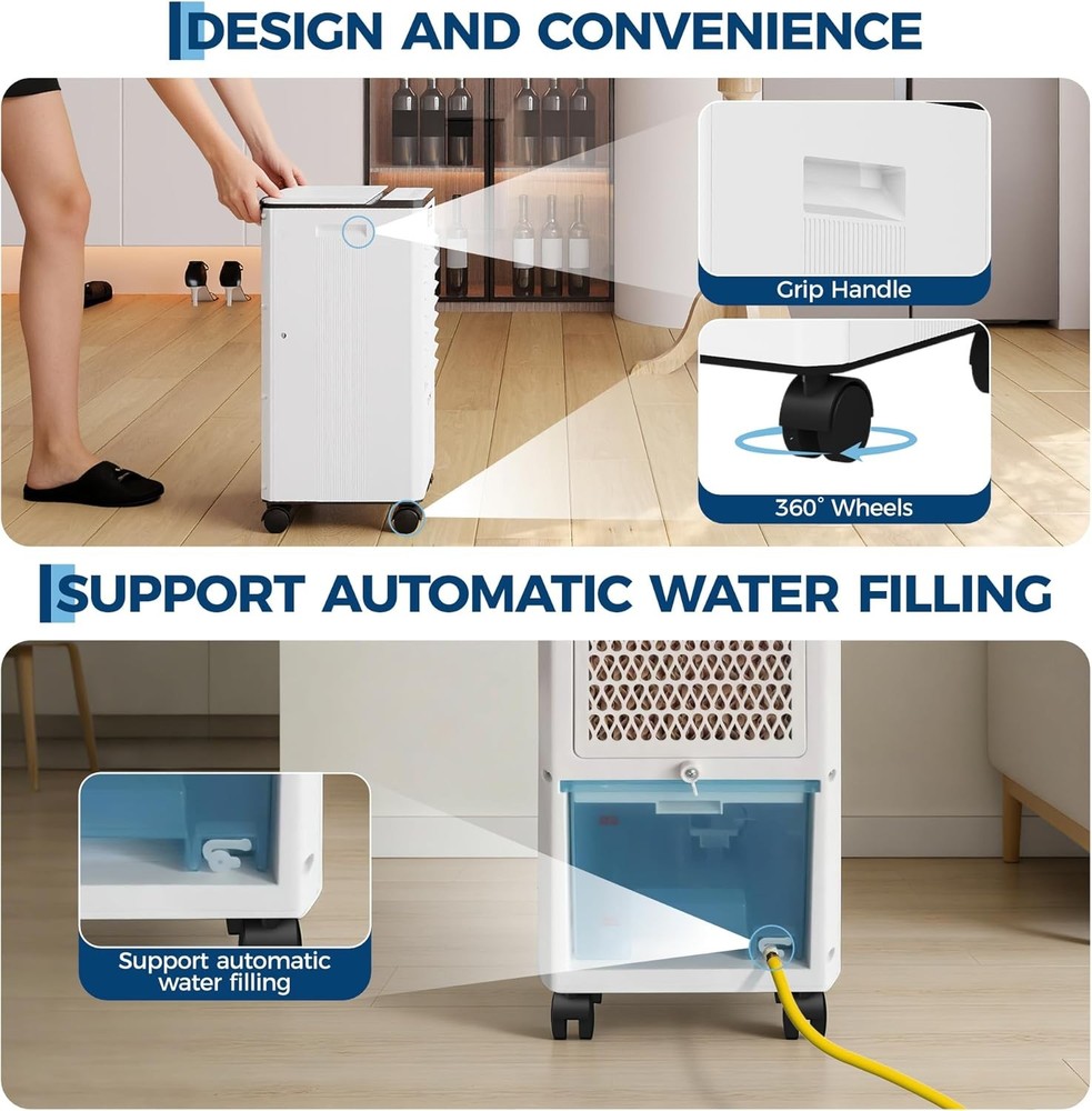 Portable air conditioners, 1.84Gal Touch Screen Swamp Cooler with Remote Control