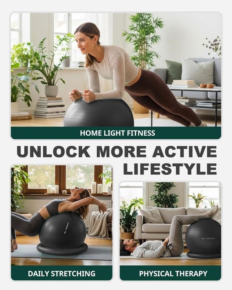 Yoga Ball with Stability Base - Core Workout & Stretching