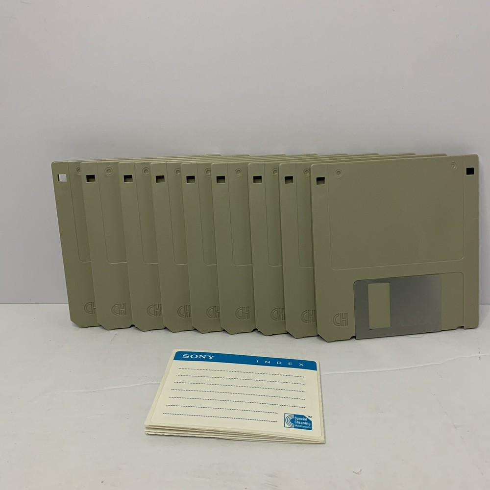 Sony MFD 2HD Micro 3.5" Floppy Disk IBM Formatted 9 Diskettes Pack Open Box