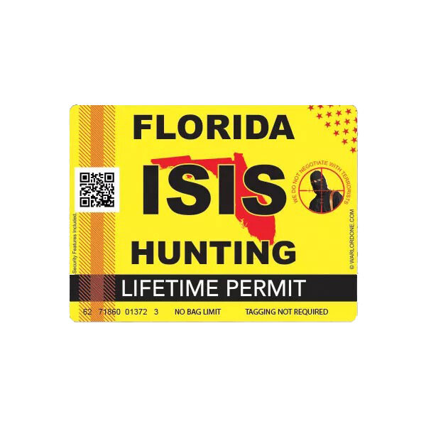 ISIS Terrorist Florida State Hunting Permit Sticker Decal