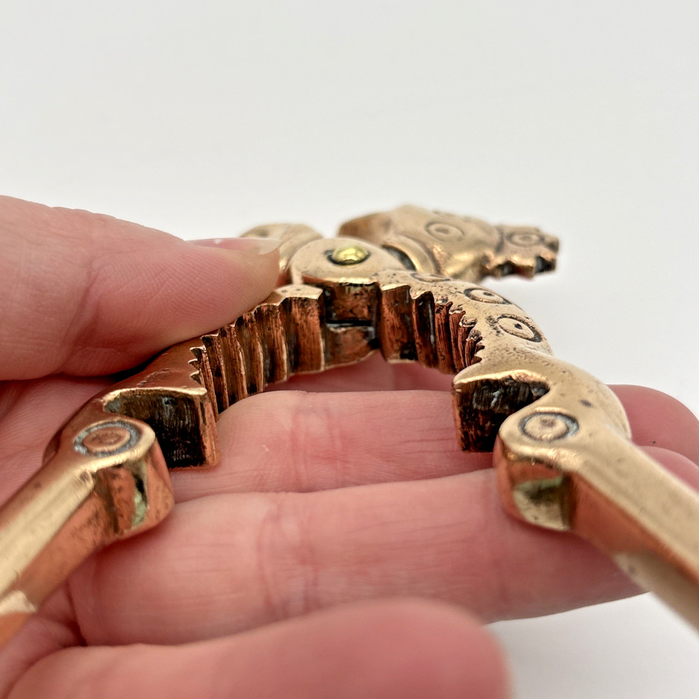 Vintage Solid Brass Rooster Bird Nutcracker Antique Unique Funny Statement Piece