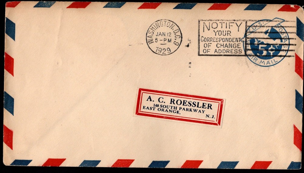 SC# UC1 FDC, 5c Airplane, back flap open