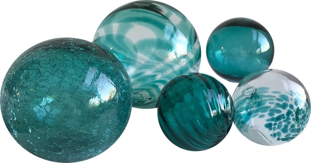 Sphere Set of 5 - Teal Twirl
