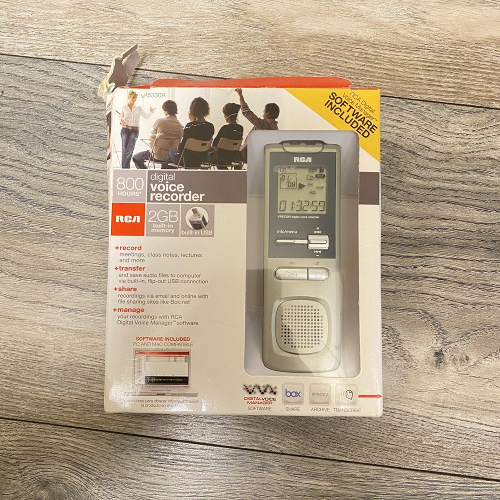 RCA VR5330R Digital Voice Recorder, 800 Hours, 2 GB Memory, PC, MAC Software