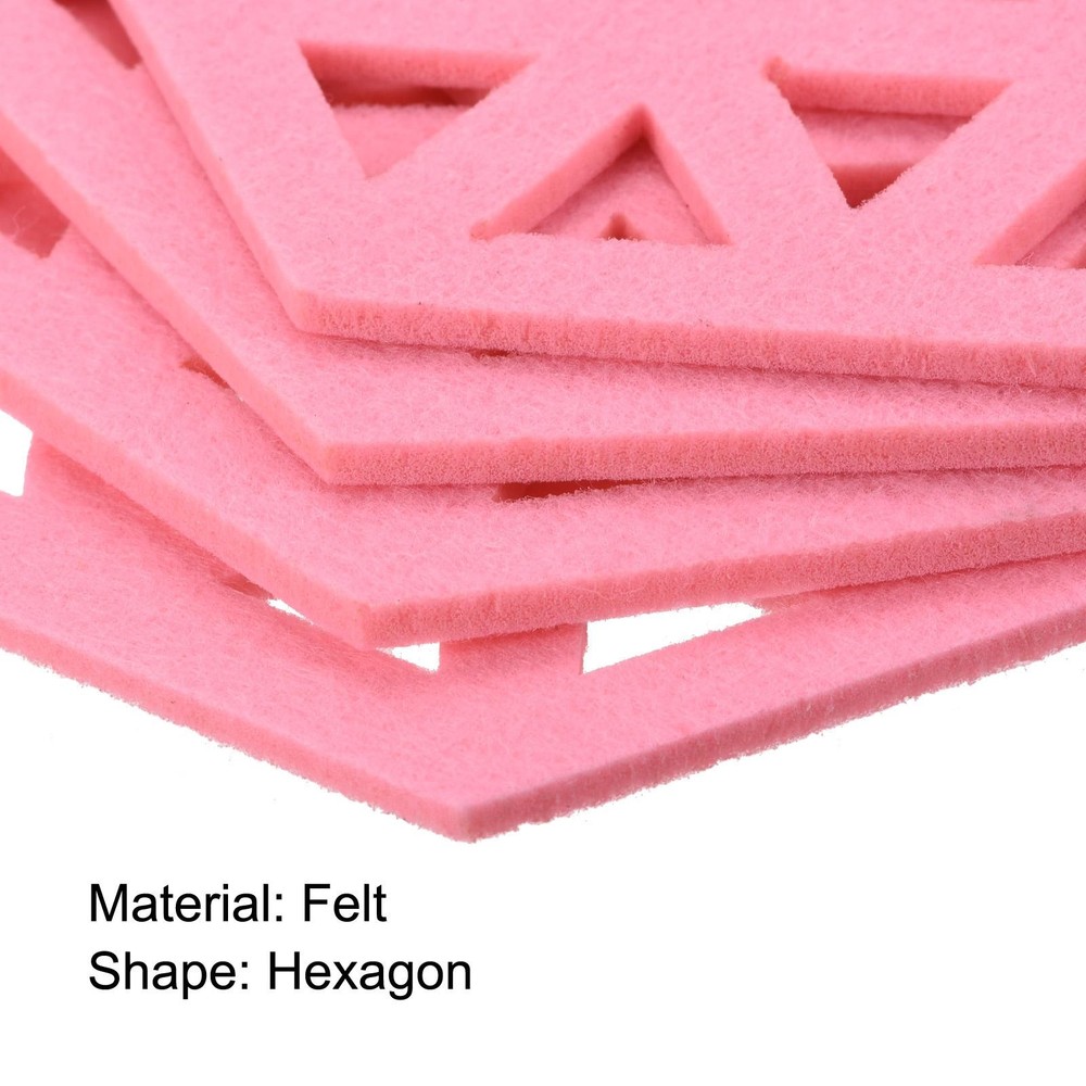 Felt Coasters 4pcs Hexagonal Pads Coasters Pink