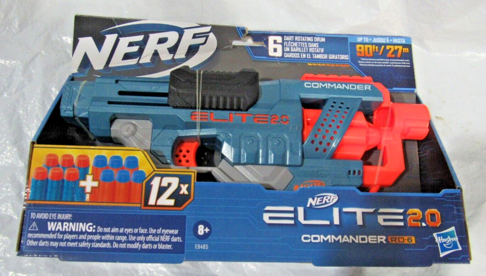 Hasbro Nerf Elite 2.0 Commander RD-6 With 6 Dart Rotating Drum Includes 12 Darts