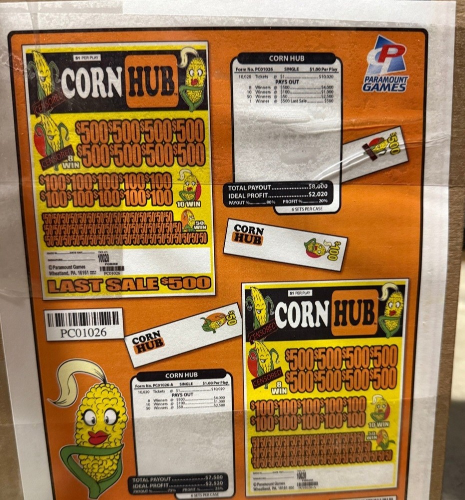 Pull Tab Tickets - Jar Tickets - Game - Corn Hub 10200