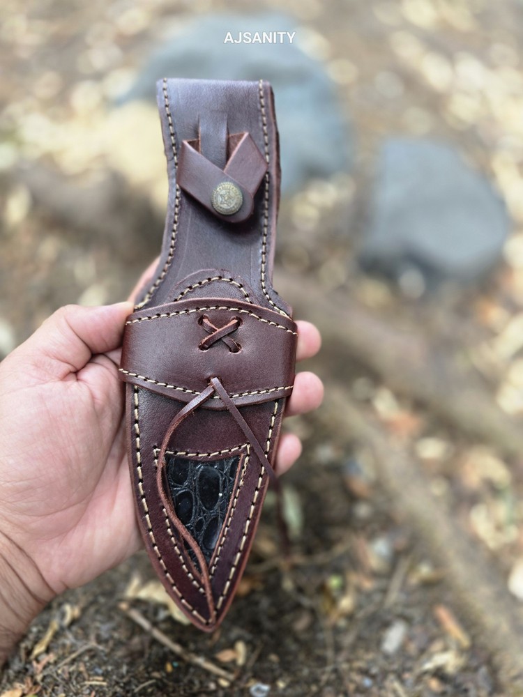 10” Custom Handmade 5" Fixed Blade Leather Sheath Vertical Knife Case Holster