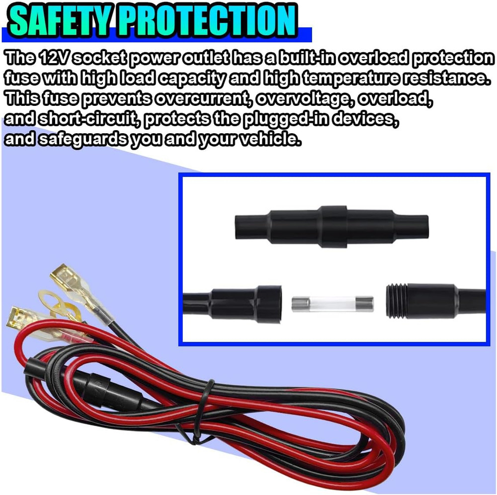 Cigarette Lighter Socket, DC 12V Car Power Outlet Socket Replacement, Waterproof