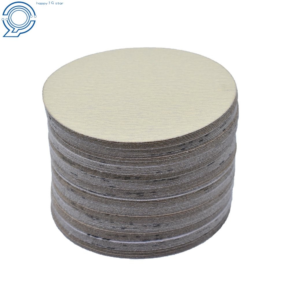 100 Pcs 6" NO-Hole Disc Hook Loop Pads Sanding Discs Flocking 120 Grit