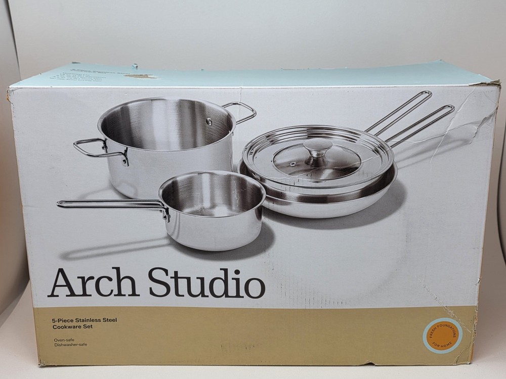 Arch Studio 5-Pc. Stainless Steel Cookware Silver