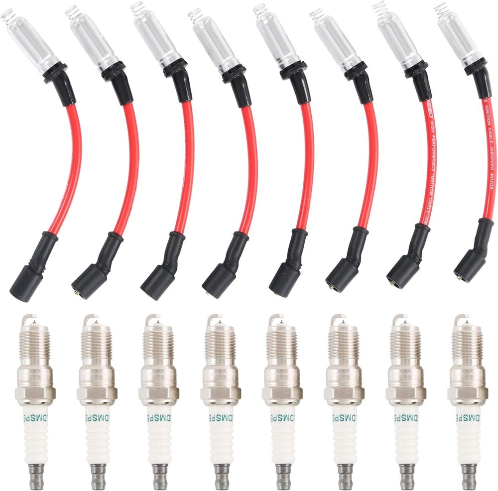 Iridium Spark Plugs 3186 & Plug Wires M8-48322 Replacement For Chevy...