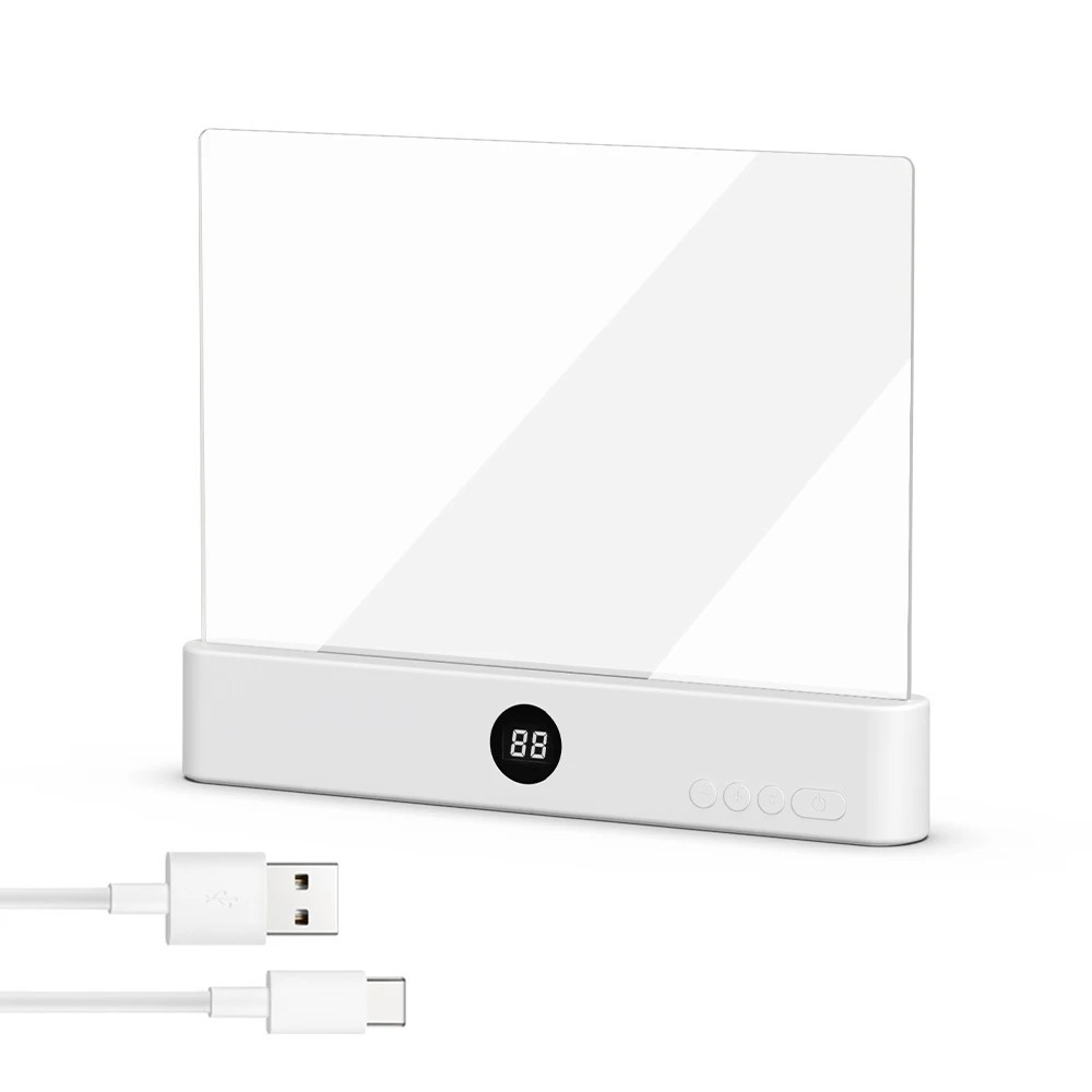 LED Book Reading Light Flat Panel Rechargeable Night Vision Dimmable Timer USB