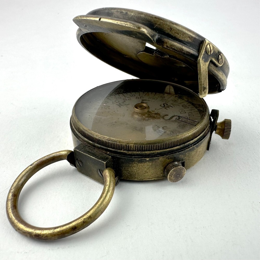 Vintage Engineer Corps Cruchon & Emon Brass Prismatic Compass Solid Brass Works